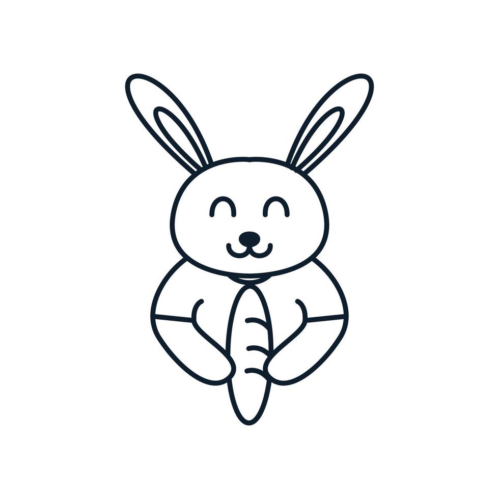 lapin ou lapin avec ligne de pain dessin animé mignon logo illustration vectorielle conception vecteur