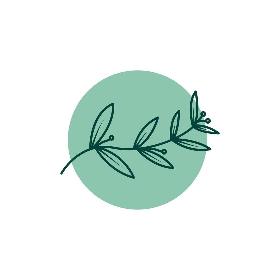 simple feuille plante hipster cercle logo symbole icône vecteur conception graphique