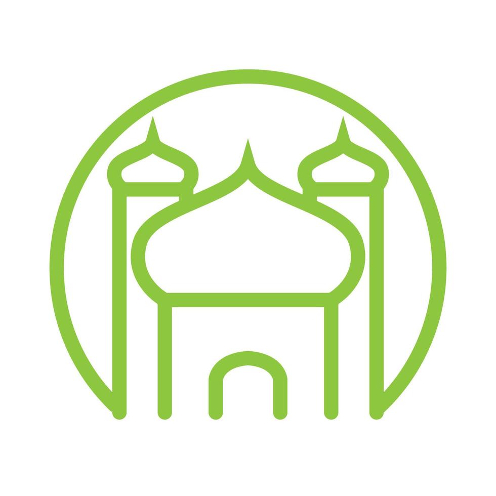 cercle de ligne avec dôme mosquée vert logo design vecteur symbole graphique icône illustration idée créative