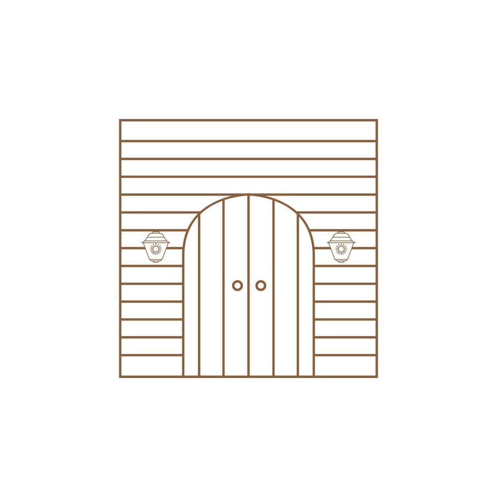 simple ligne vintage porte maison extérieur logo vecteur icône illustration design