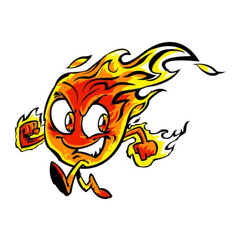 Personnage de dessin animé de flamme vecteur