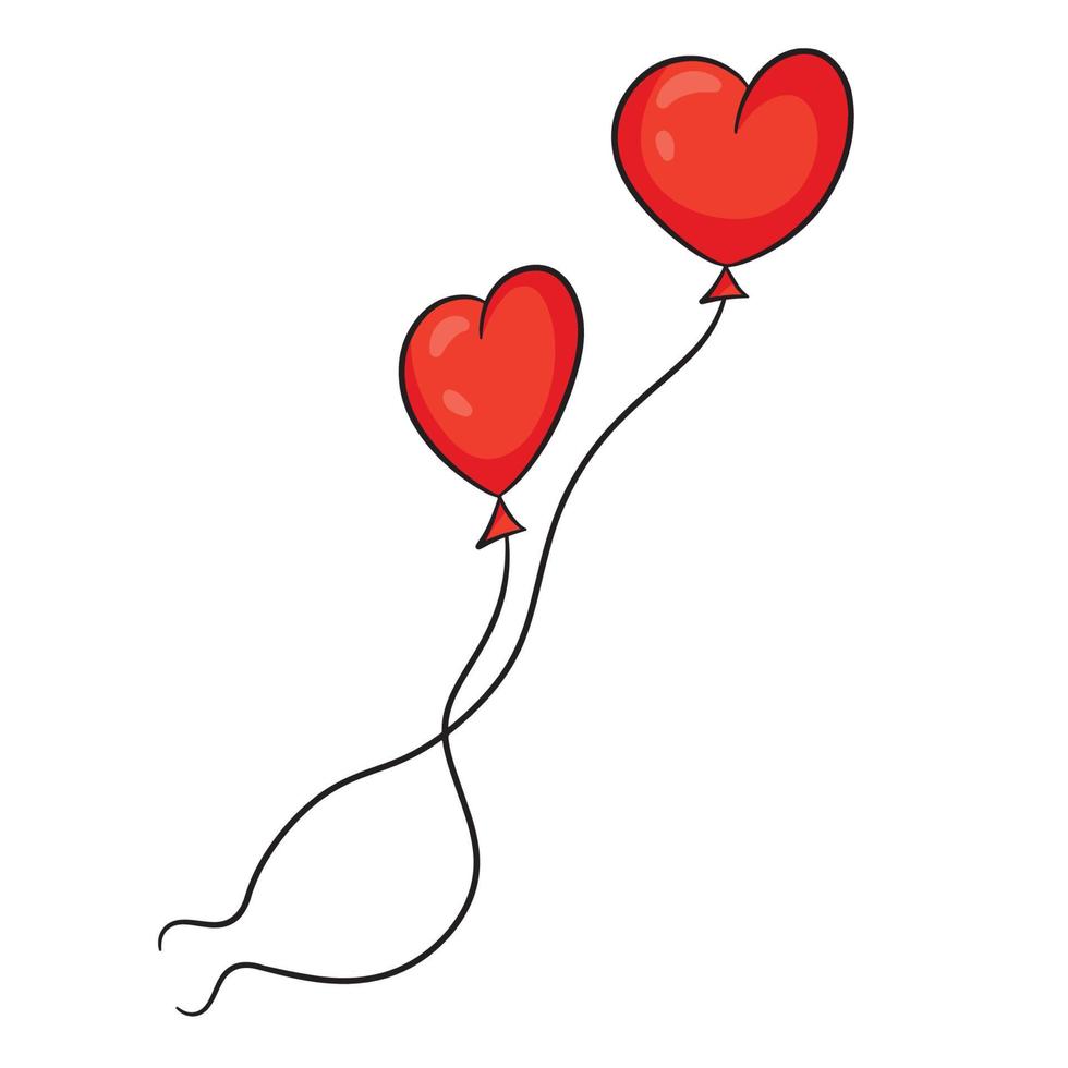 contour rouge en forme de ballon de coeur. illustration vectorielle pour cartes de voeux, affiches, impressions sur vêtements, emblèmes, logos vecteur