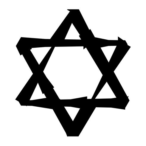 Etoile de David juive à six branches en noir avec icône de vecteur de Style de verrouillage