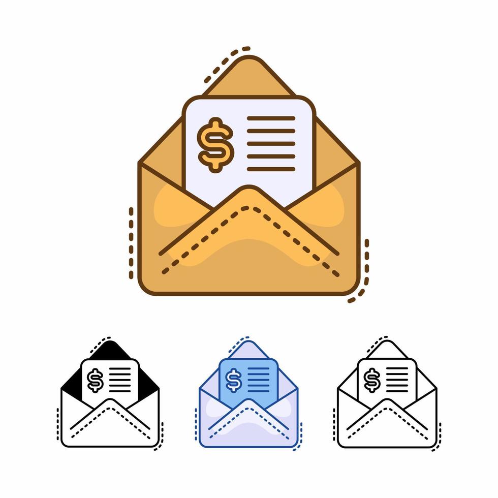 icône de vecteur d'enveloppe de courrier électronique isolé sur fond blanc. courrier, message. ligne remplie, contour, solide, bleu, icône. les signes et symboles peuvent être utilisés pour le web, le logo, l'application mobile, l'interface utilisateur, l'ux