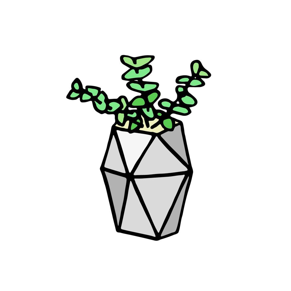 impression de doodle succulente. plantes d'intérieur dans un pot de fleurs moderne vecteur