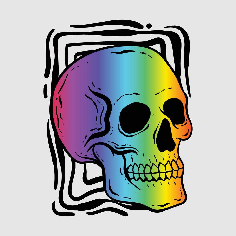 vecteur premium d'illustration de crâne coloré dessiné à la main