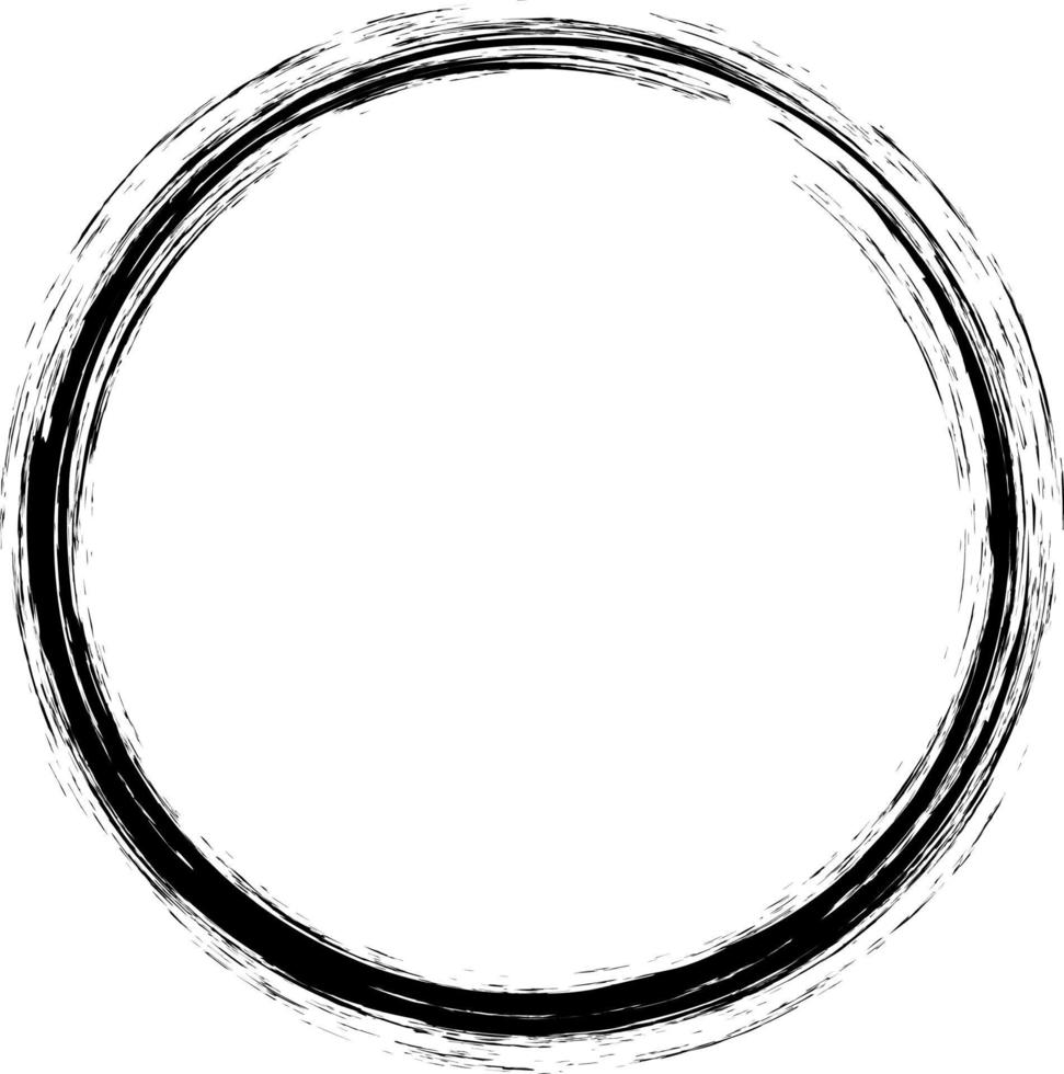 cercle de brosse. cercle abstrait noir. Cadre. cercle grunge. vecteur