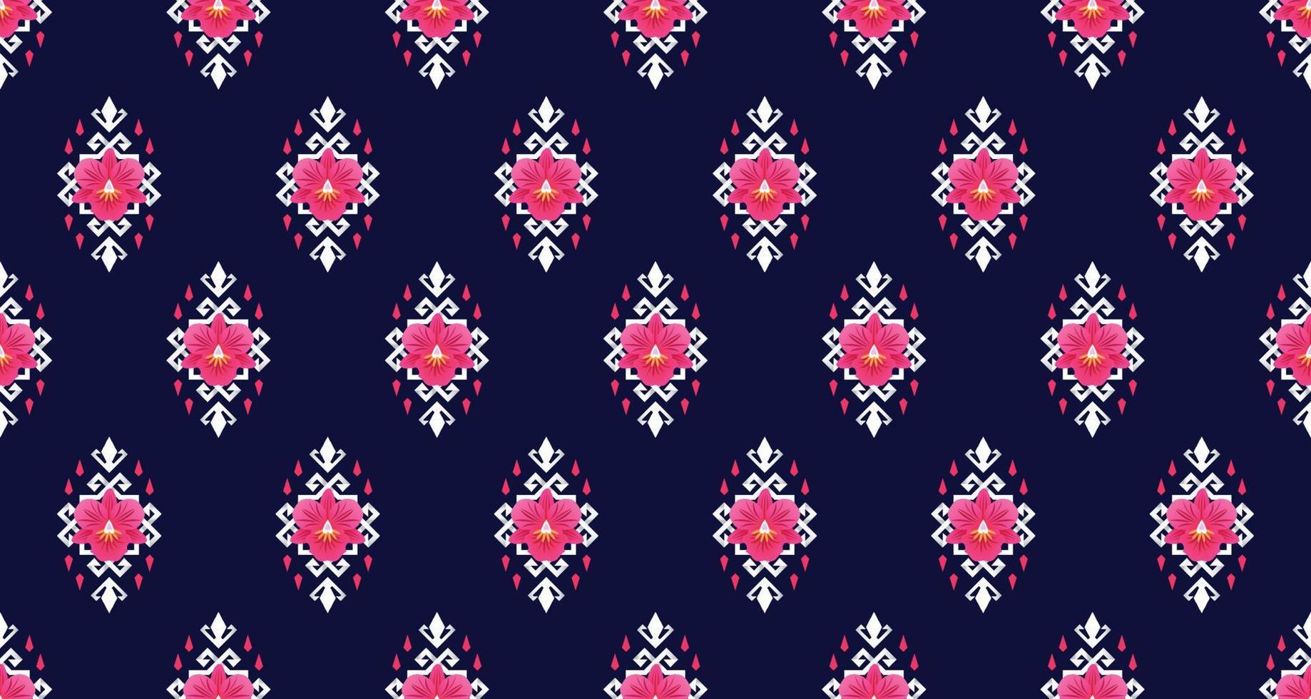 fond de fleur ethnique. motif harmonieux de broderie tribale, folklorique et de style mexicain. ornement d'art géométrique aztèque print.design pour tapis, papier peint, vêtements, emballage, tissu, couverture, textile vecteur