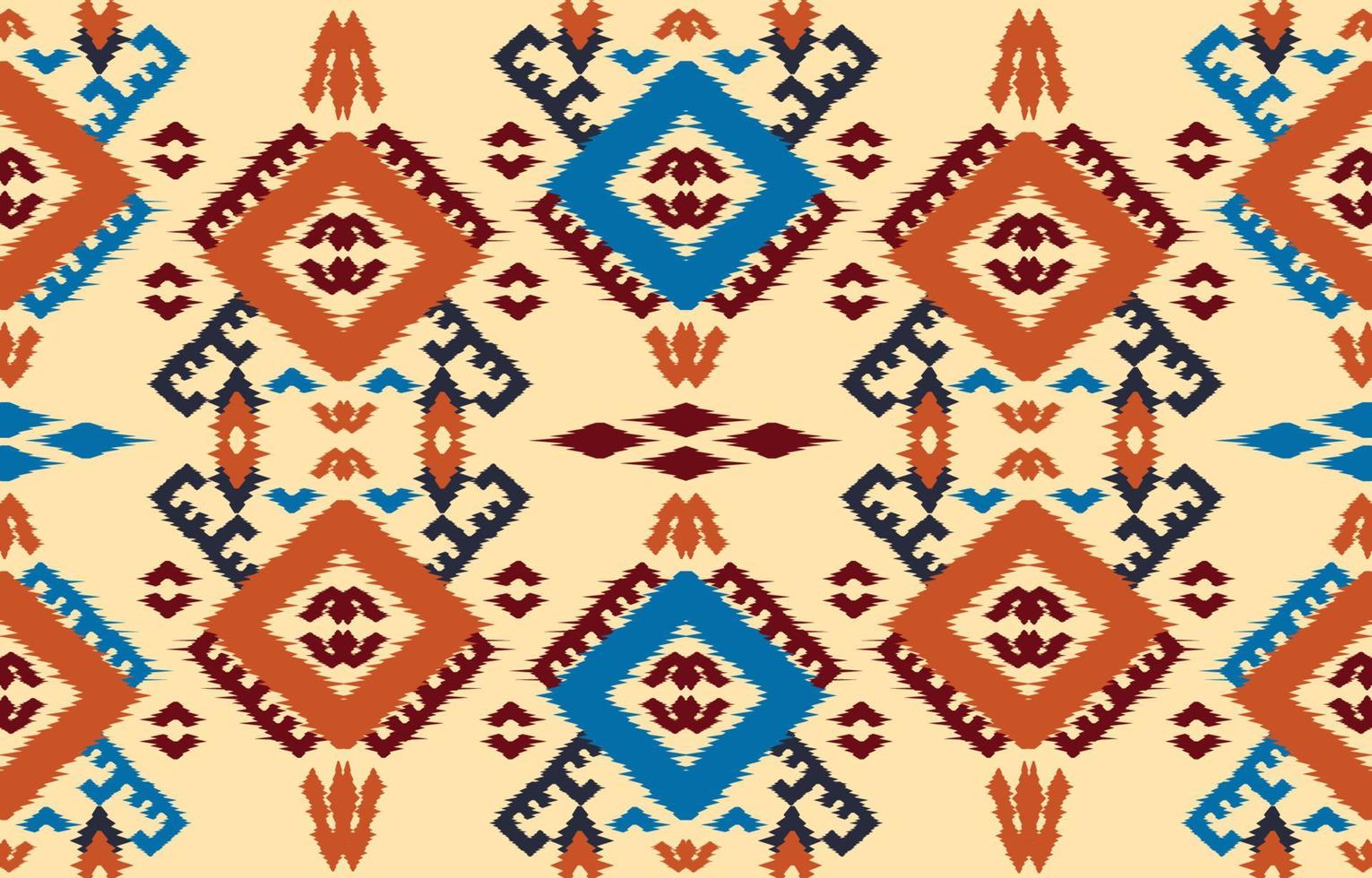 art abstrait ethnique ikat. motif harmonieux de broderie tribale, folklorique et de style mexicain. ornement d'art géométrique aztèque print.design pour tapis, papier peint, vêtements, emballage, tissu, couverture, textile vecteur