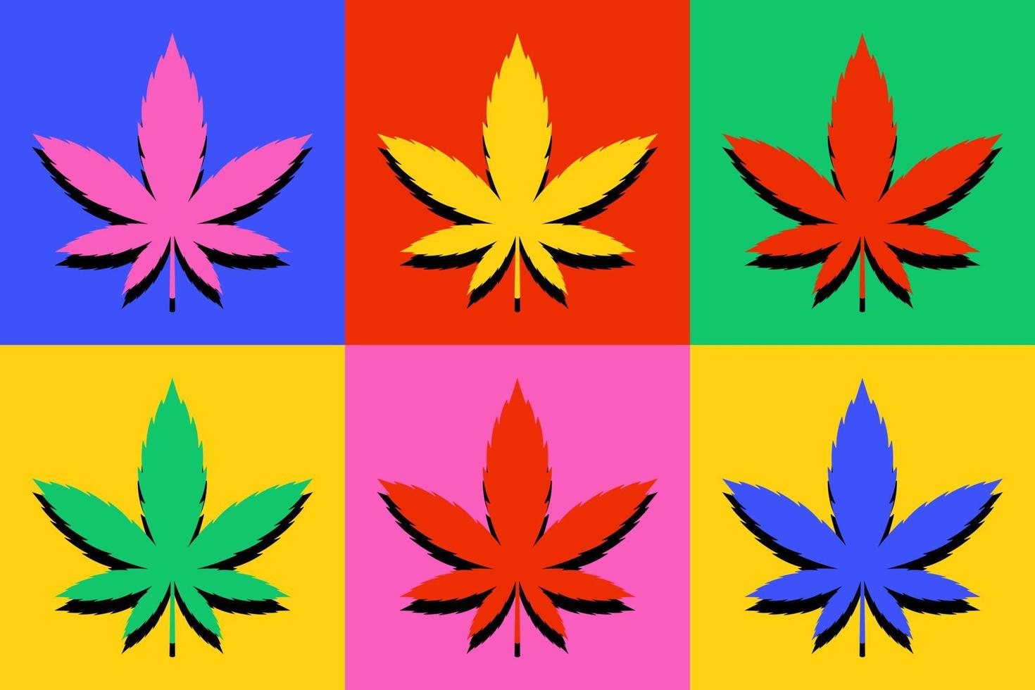 ensemble de feuilles de marijuana colorées. illustration vectorielle abstraite de cannabis drogue herbe. vecteur