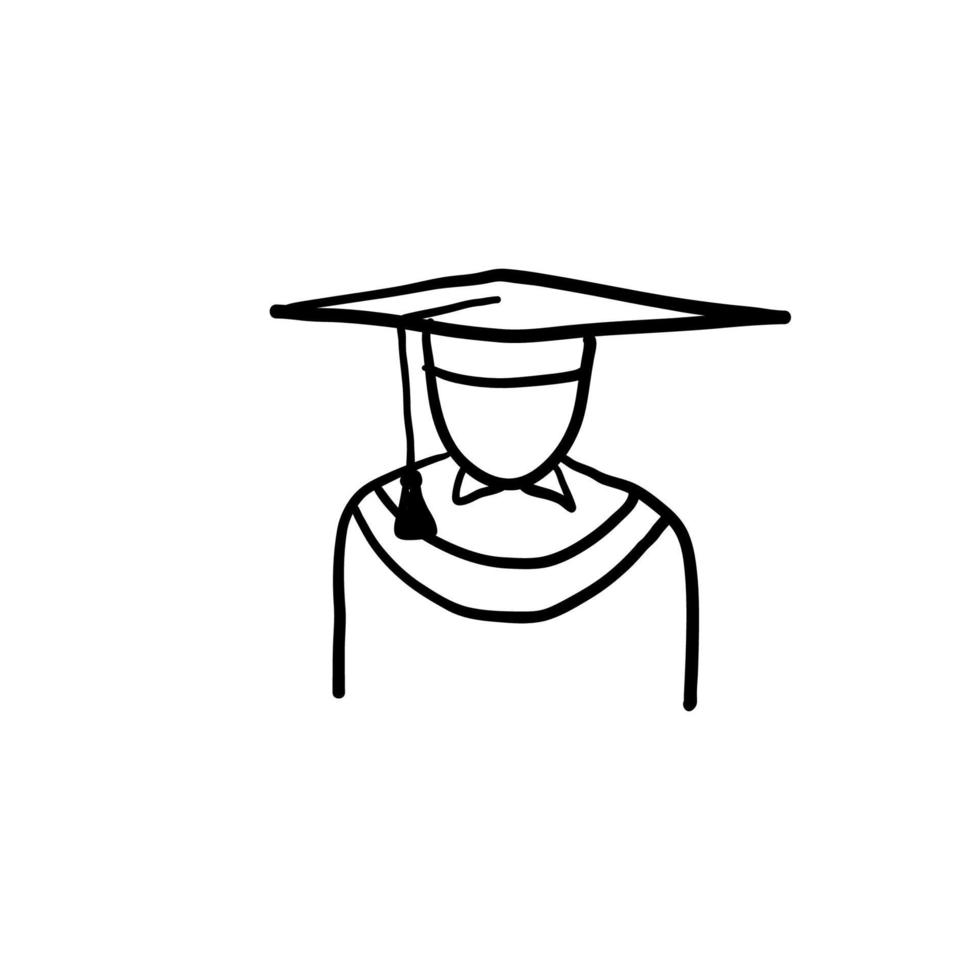 icône de graduation dessinée à la main dans un vecteur de doodle de style ligne mince