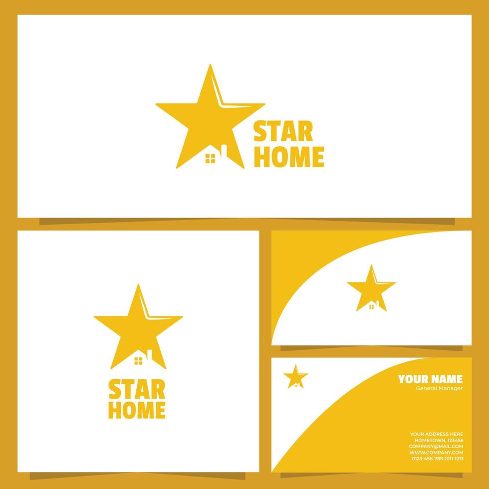 création de logo star house et modèle de carte de visite vecteur