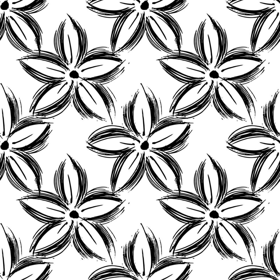 fleurs dessinées à la main - modèle sans couture. art de croquis de fleurs - illustration plate pour tissu, papier peint vecteur