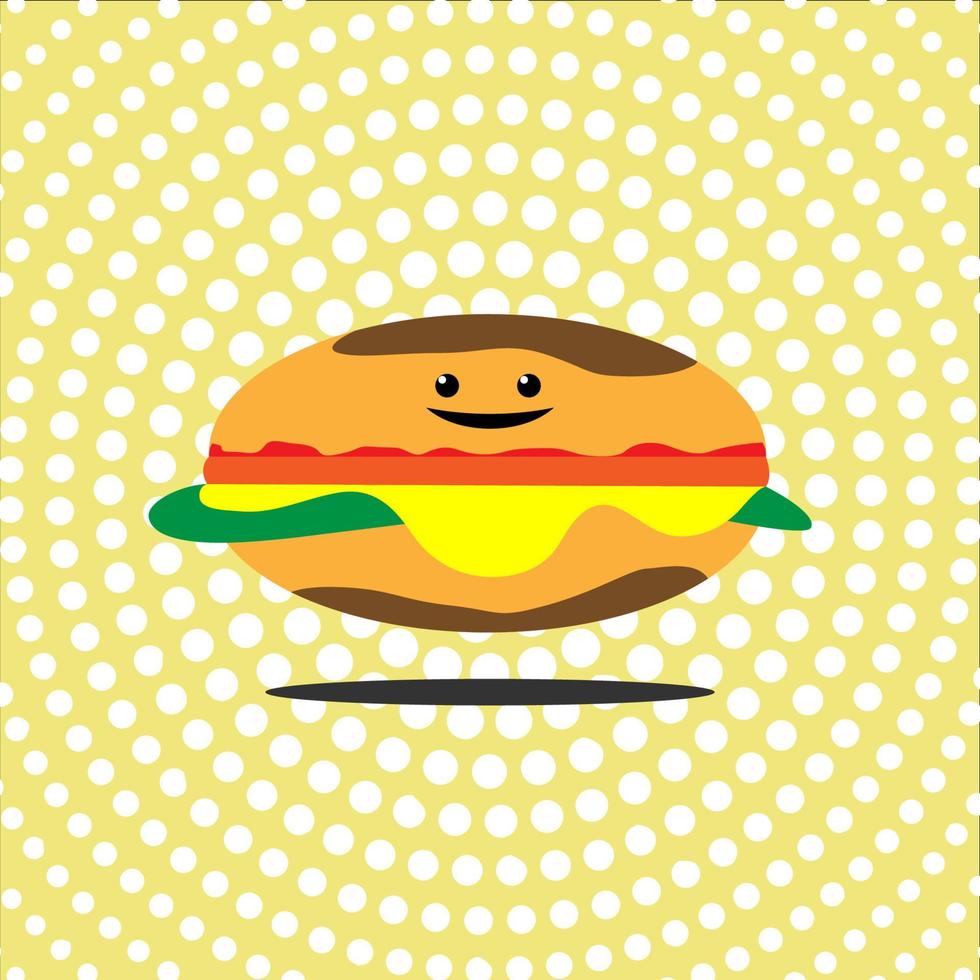 image de dessin animé de sandwich heureux avec style demi-teinte sur fond vecteur