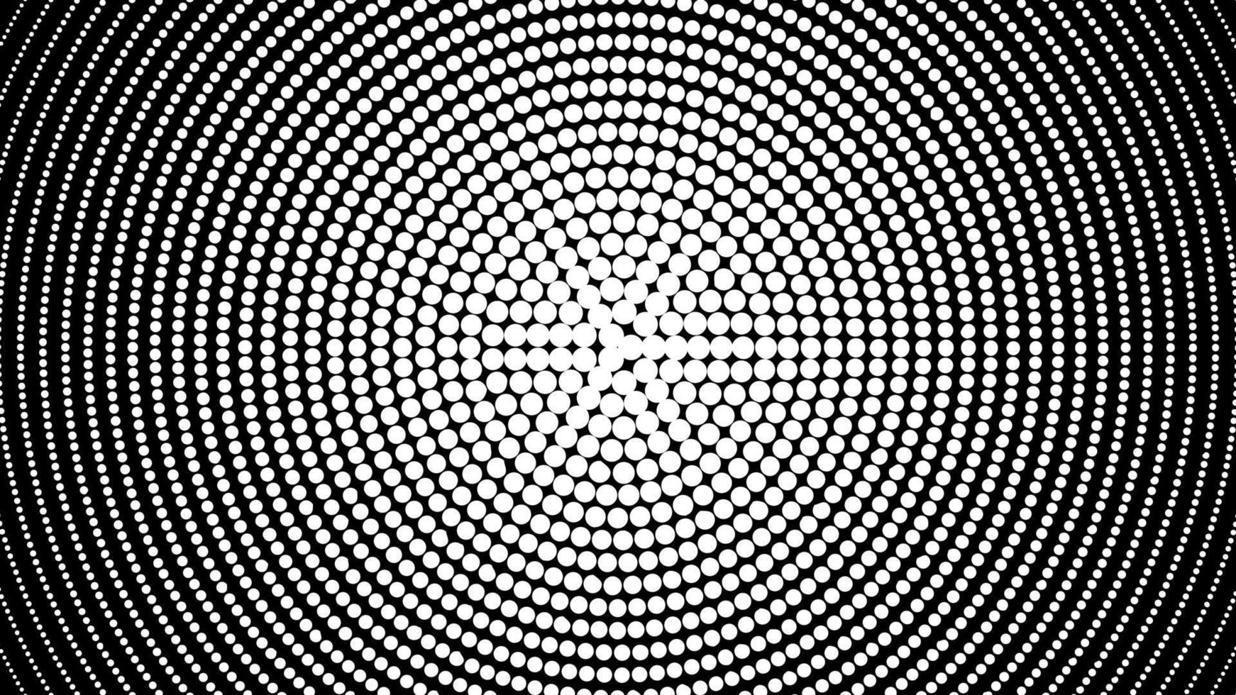 vortex en spirale en demi-teinte noir et blanc. fond monochrome avec illusion de mouvement de cercles vecteur