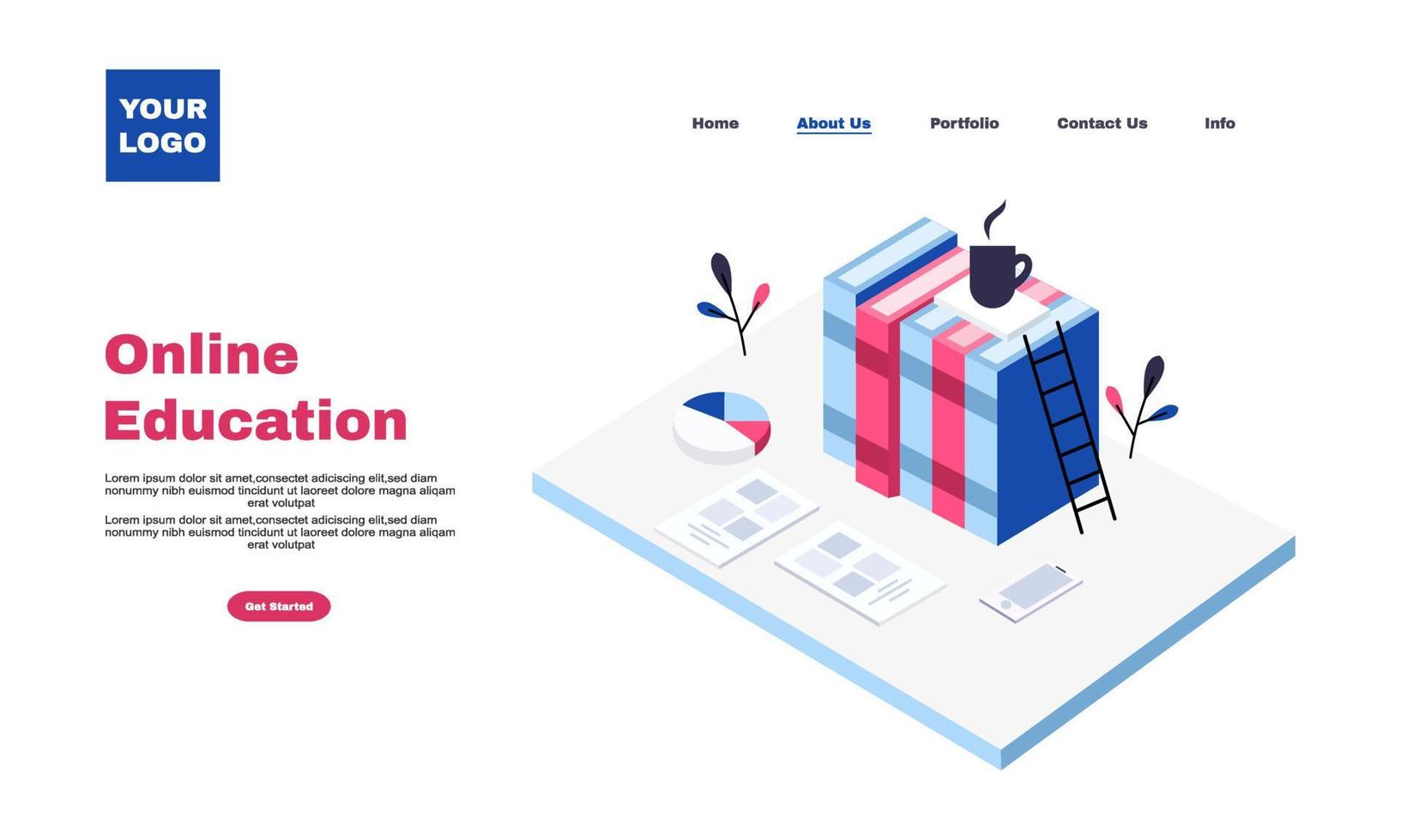 illustrateur créatif moderne plat landing page modèle éducation en ligne vecteur