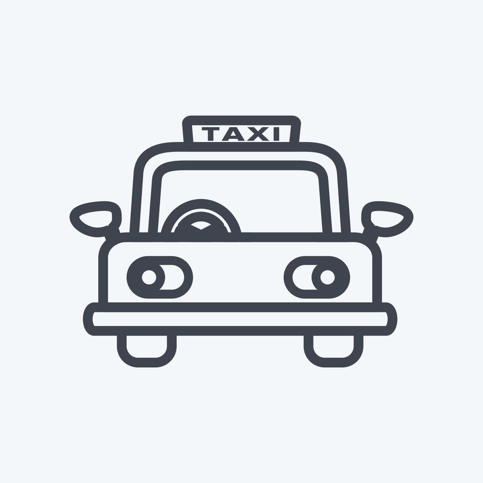 icône de taxi dans un style de ligne branché isolé sur fond bleu doux vecteur