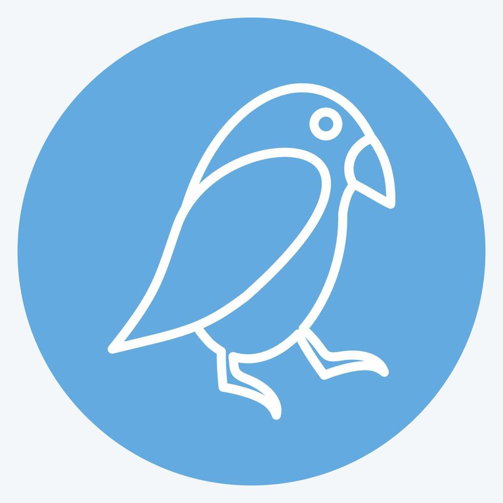 icône d'oiseau de compagnie dans le style branché des yeux bleus isolé sur fond bleu doux vecteur