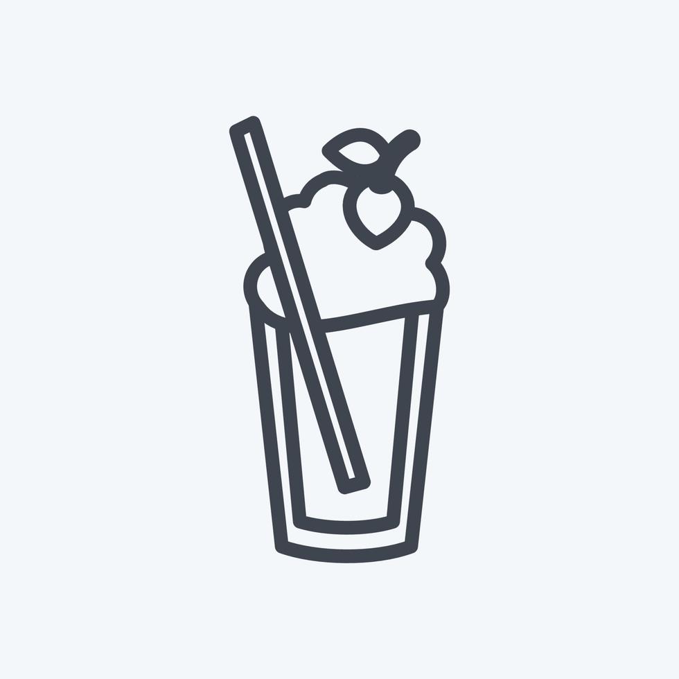 icône de milkshake aux fraises dans un style de ligne branché isolé sur fond bleu doux vecteur