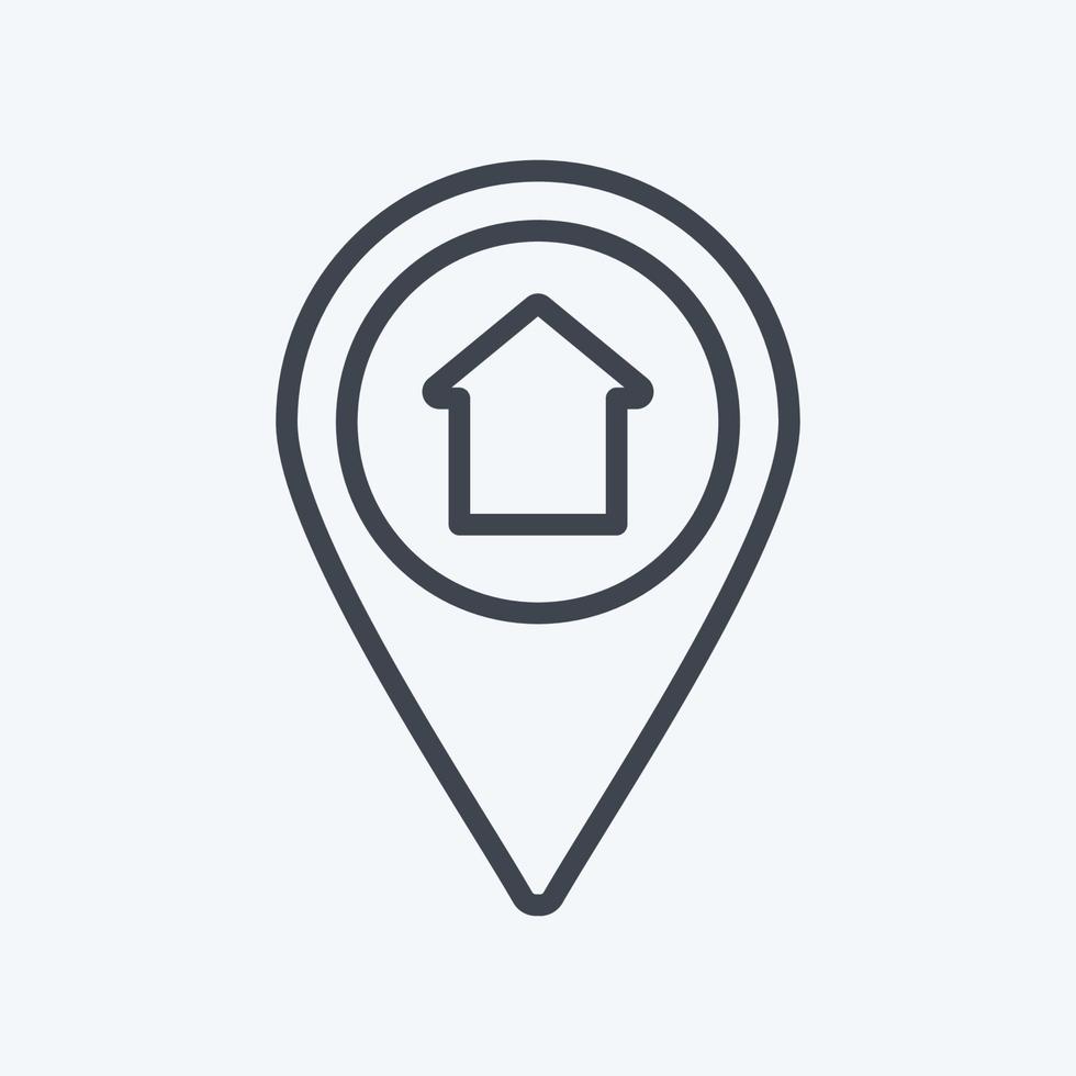 icône de localisation de la maison dans un style de ligne branché isolé sur fond bleu doux vecteur