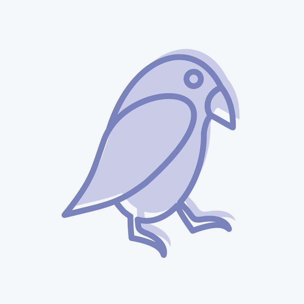 icône d'oiseau de compagnie dans un style branché à deux tons isolé sur fond bleu doux vecteur