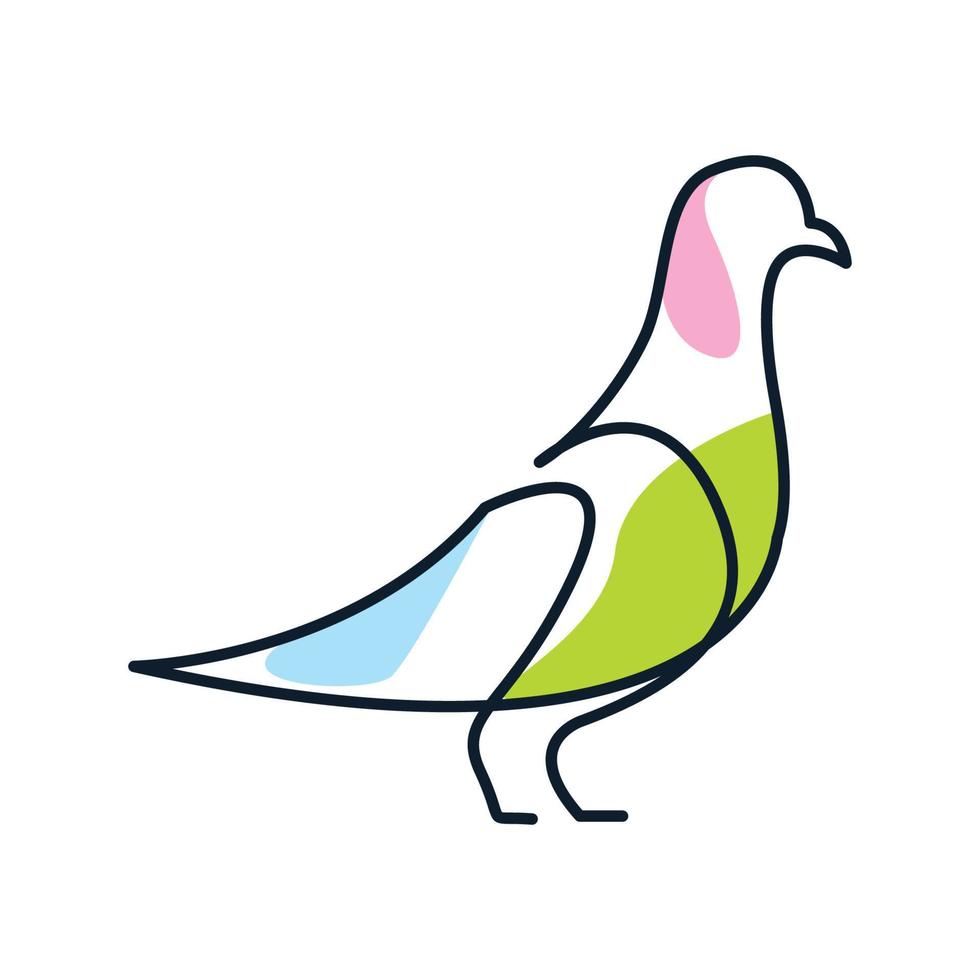 colombe ou pigeon ligne logo abstrait conception d'illustration vectorielle vecteur