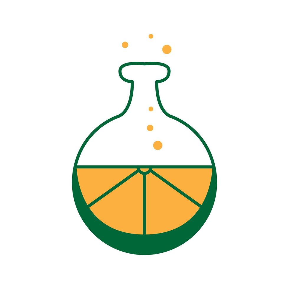 fruit orange avec logo de bouteille de laboratoire conception d'illustration vectorielle vecteur