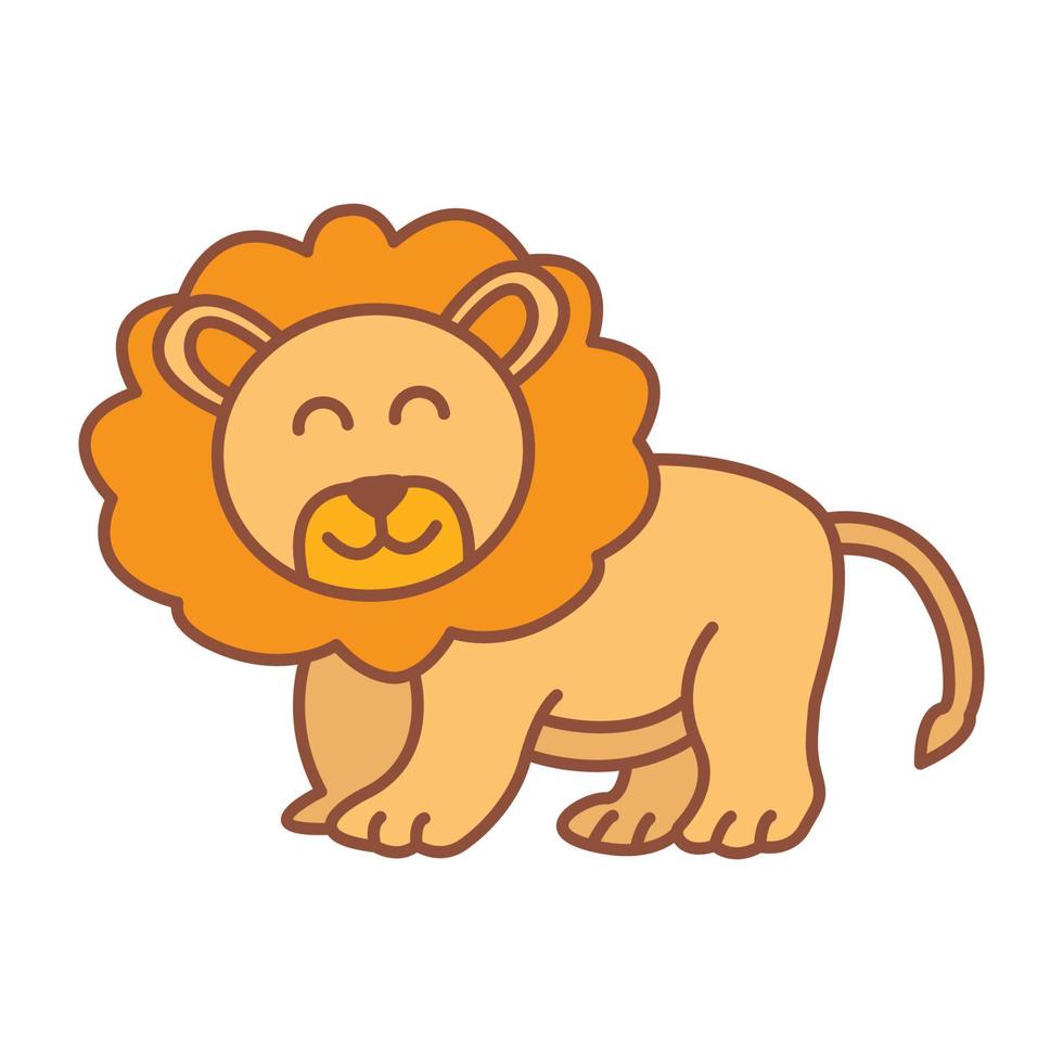 lion marche dessin animé mignon logo moderne icône illustration vectorielle vecteur