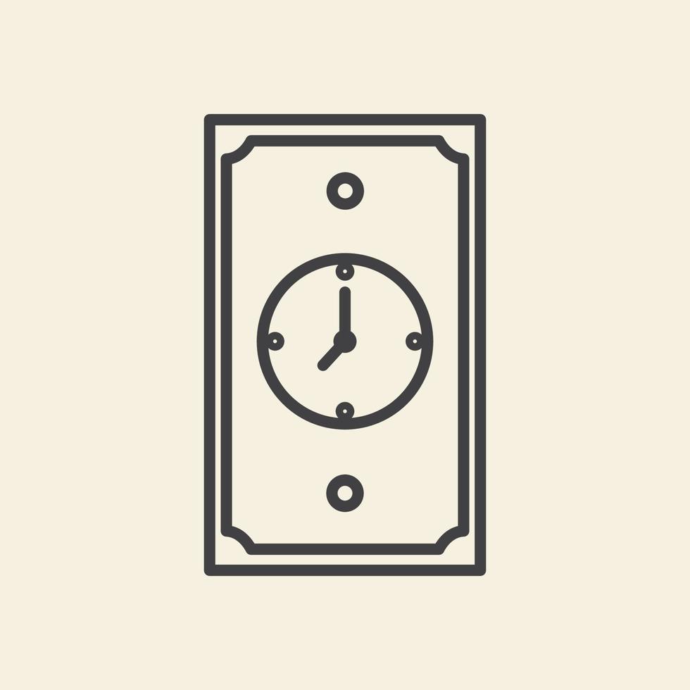 horloge avec papier-monnaie lignes logo vecteur icône symbole conception graphique illustration