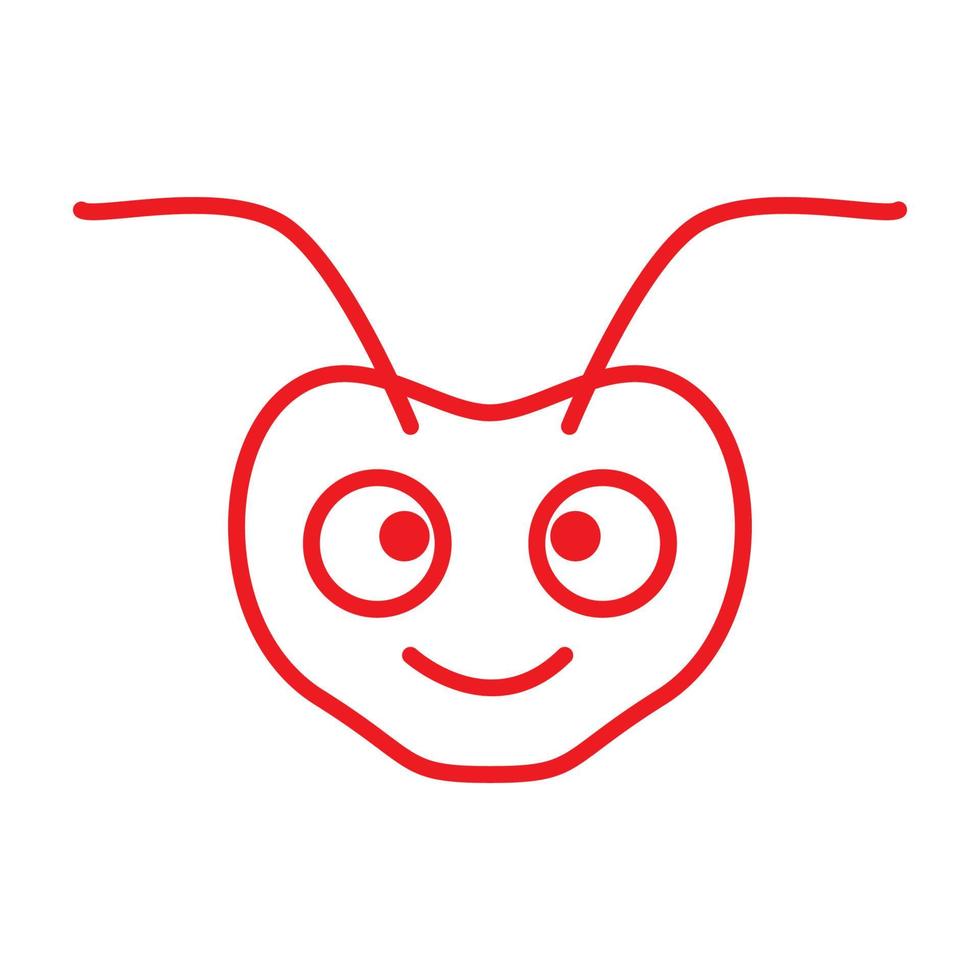 animal mignon tête insecte fourmi rouge logo symbole icône vecteur conception graphique illustration