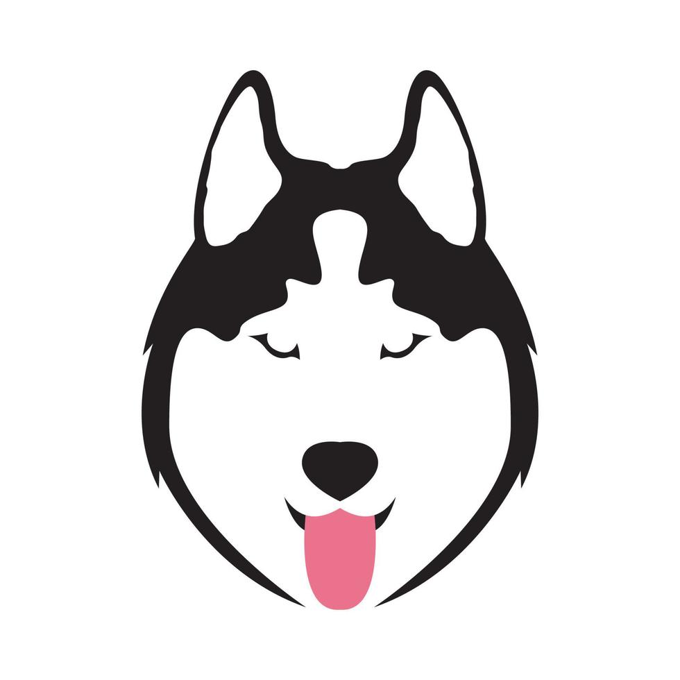 chien de tête mignon moderne logo husky sibérien vecteur icône illustration design