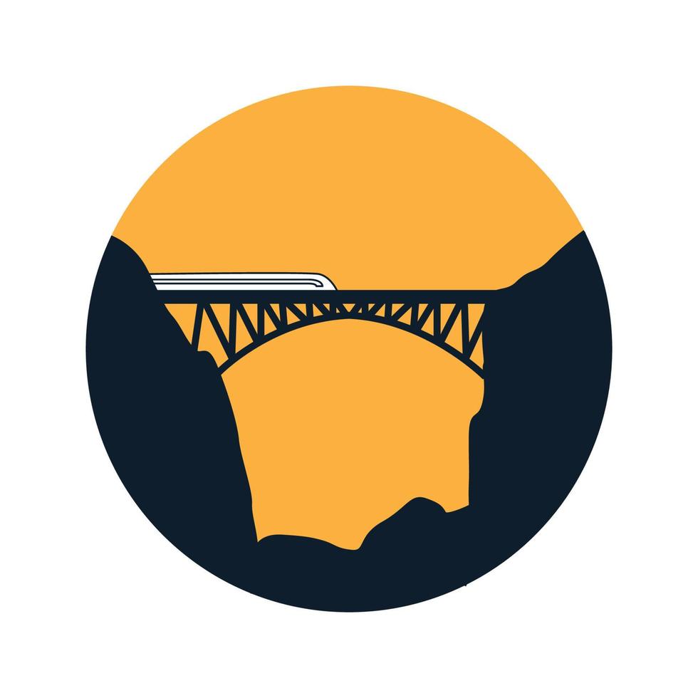 train avec pont nature logo vector design