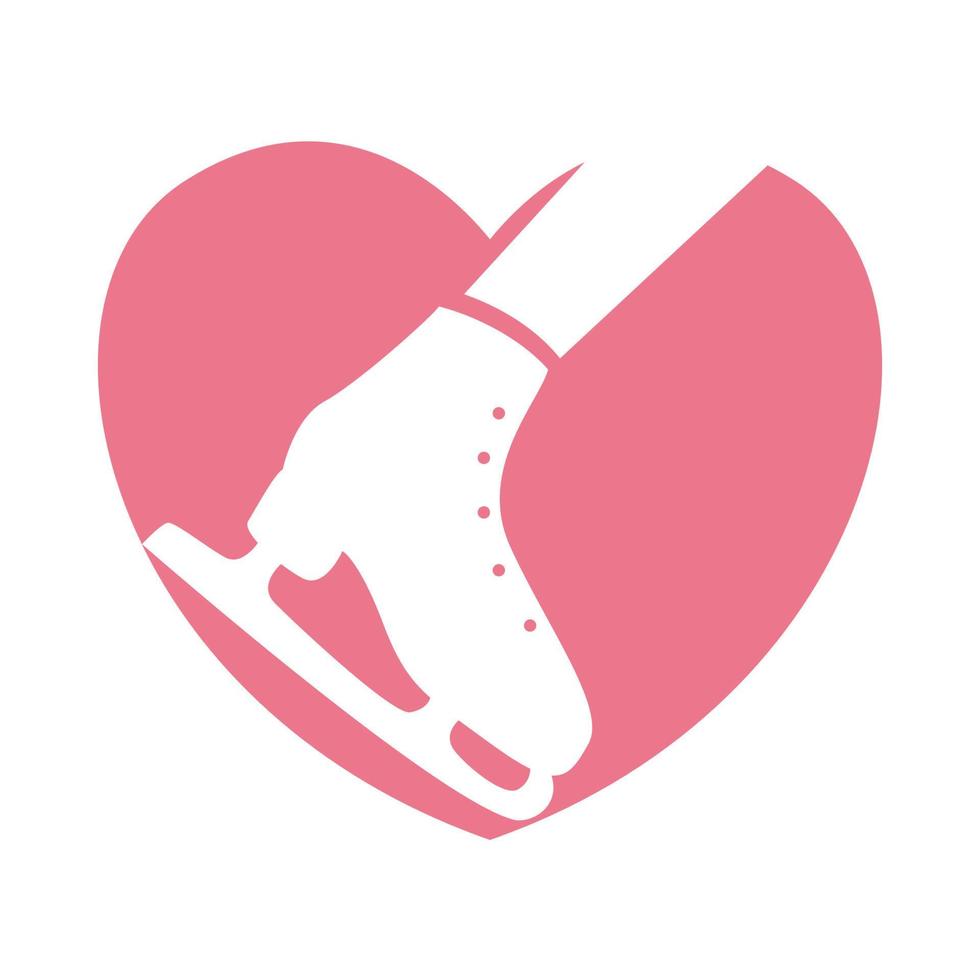 amour avec patins à glace logo vecteur icône illustration design