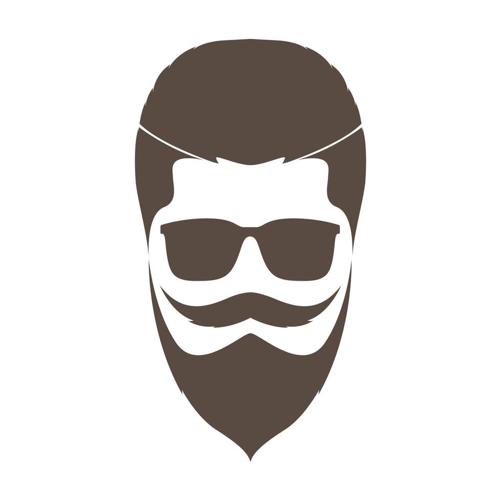 homme cool avec style barbe et moustache logo vintage symbole icône illustration de conception graphique vectorielle vecteur