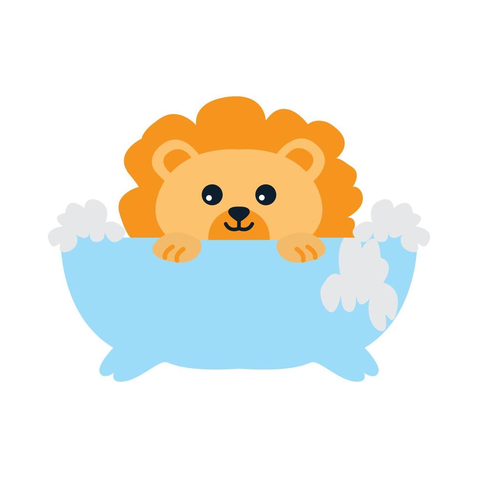 lion jouer eau mignon dessin animé logo icône illustration vectorielle vecteur