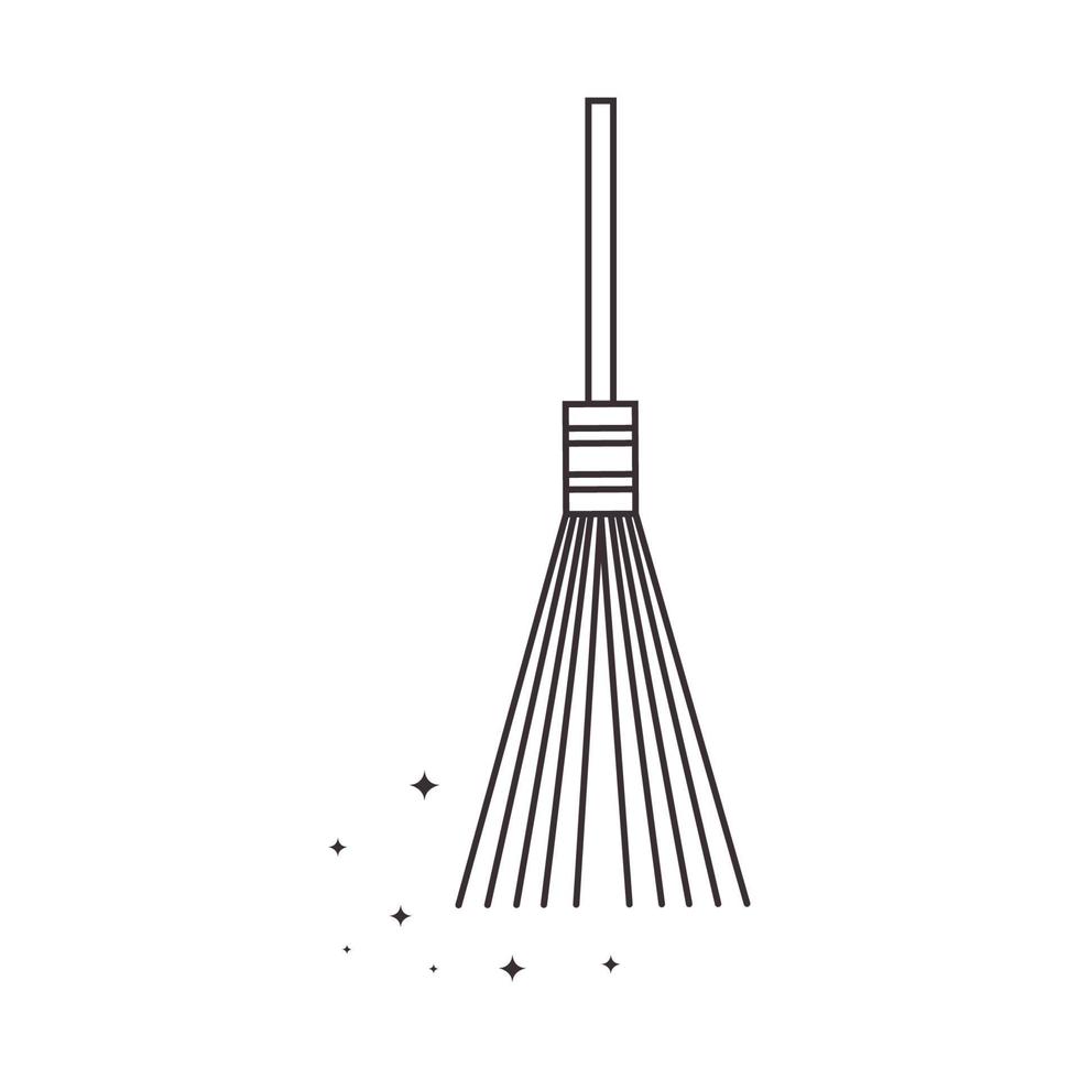 lignes balai bâton nettoyeur logo vecteur symbole icône conception illustration