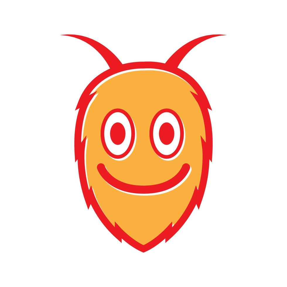 mignon dessin animé monstre heureux tête orange sourire petit logo vecteur icône illustration design