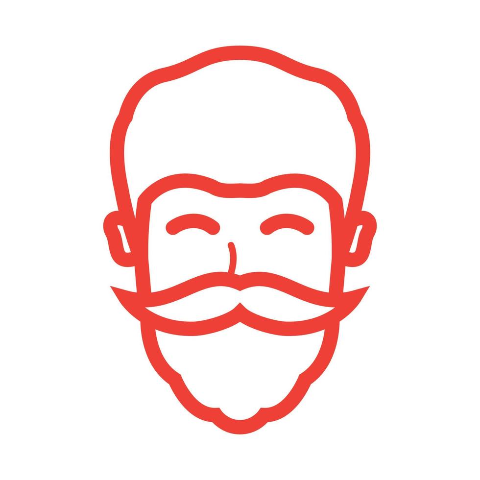 homme avec barbe et moustache ligne simple sourire heureux logo vecteur icône illustration design