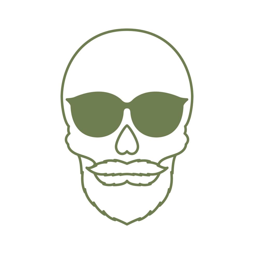 ligne vintage de crâne avec illustration d'icône vectorielle logo lunettes de soleil vecteur