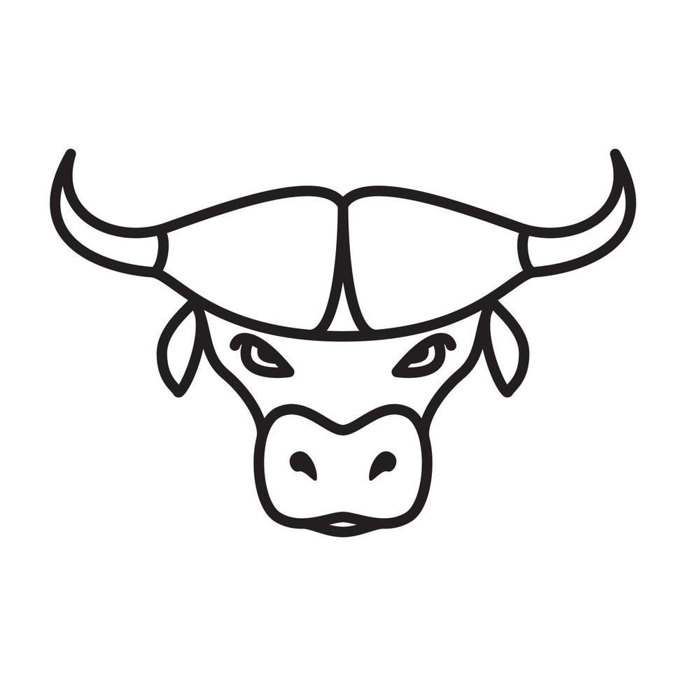 lignes simples tête de bison logo design vecteur icône symbole illustration