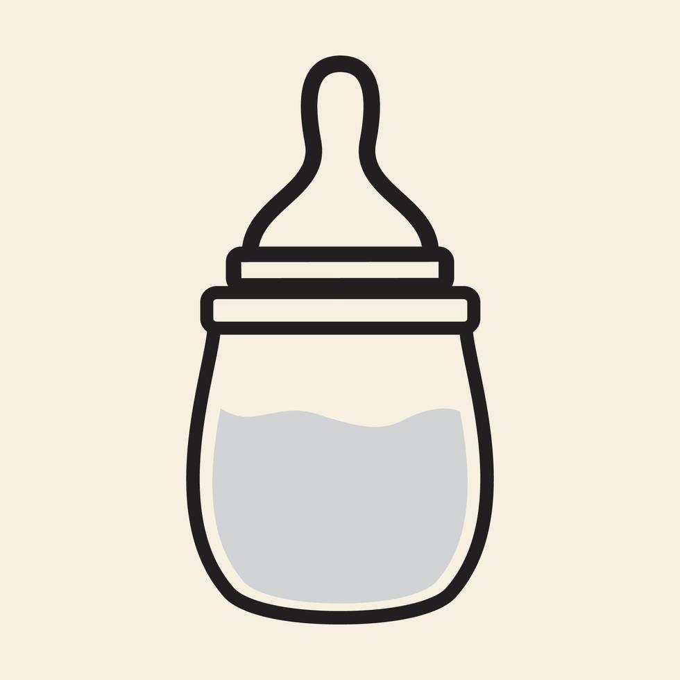 lignes de sucette pour bébé avec illustration de symbole d'icône de vecteur de conception de logo de lait blanc