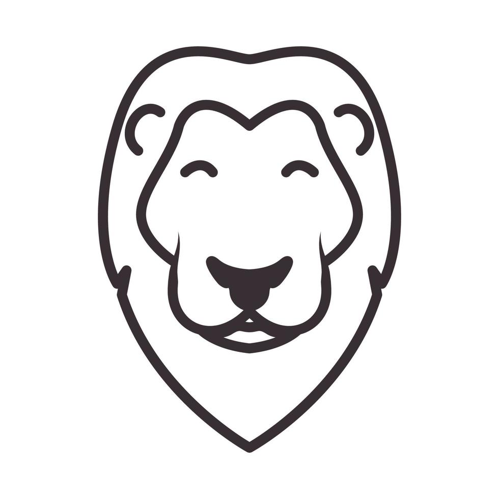 lignes animal dessin animé tête lions sourire logo symbole vecteur icône illustration conception