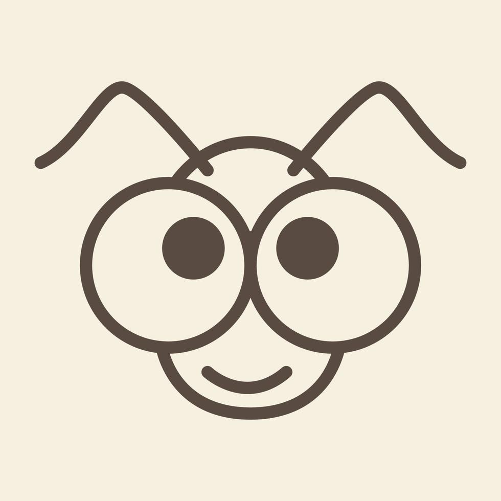 animal insecte fourmi tête lignes dessin animé mignon logo design vecteur icône symbole illustration