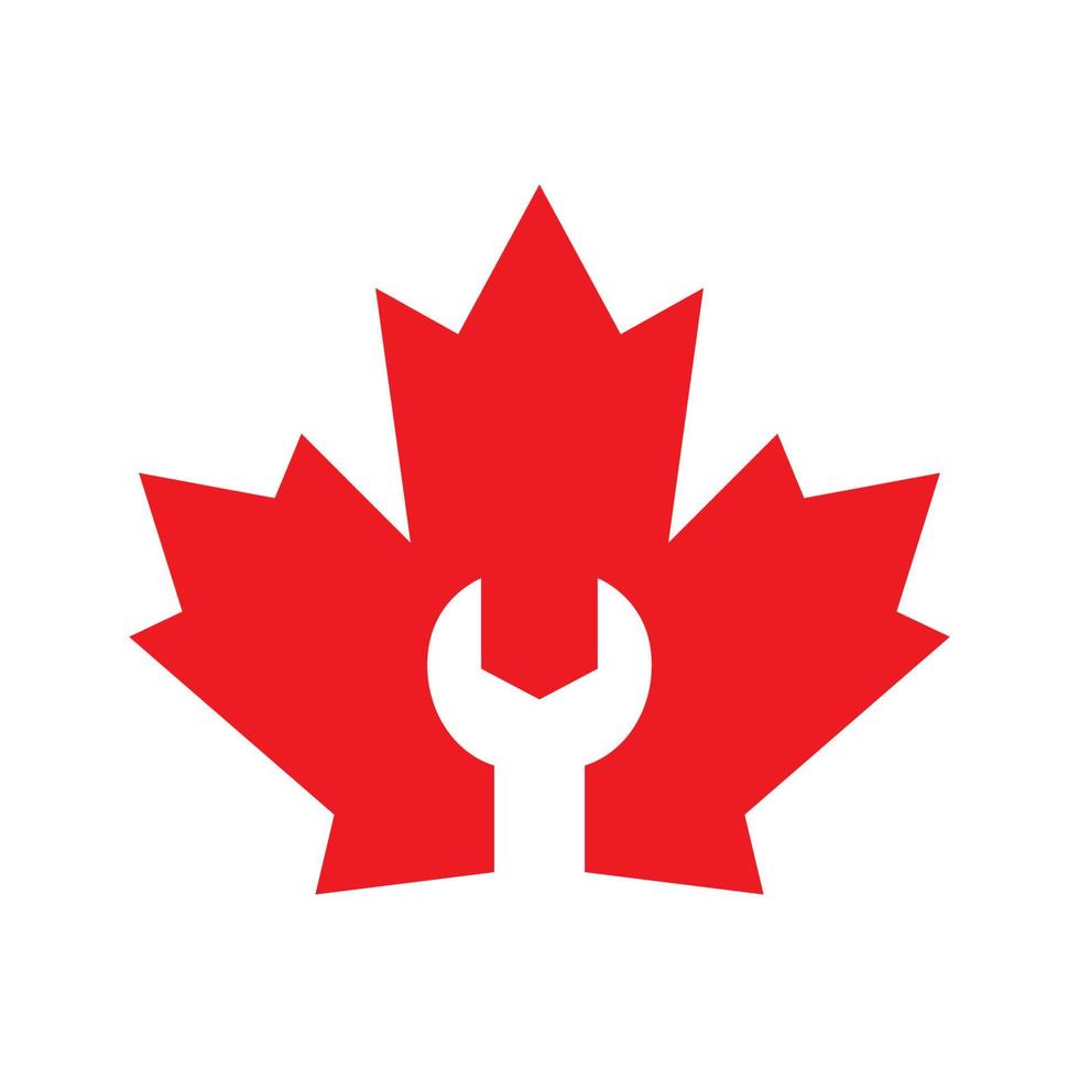 clé avec canada maple logo symbole icône vecteur conception graphique illustration idée créative