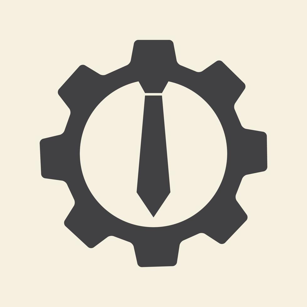 cravate affaires avec engrenage services logo vecteur icône symbole conception graphique illustration