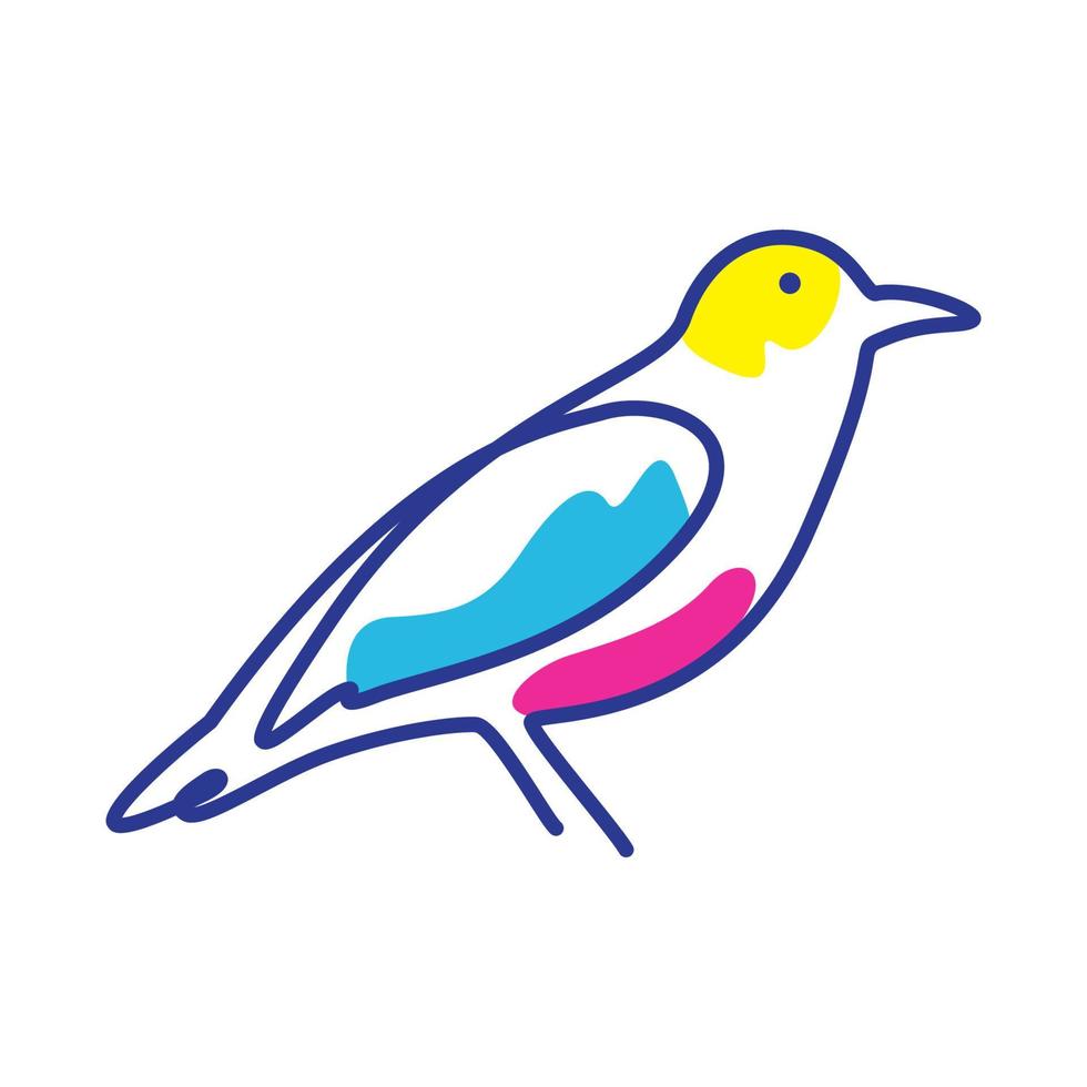 dessin au trait avec couleur abstraite colombe oiseau logo design vecteur icône symbole illustration