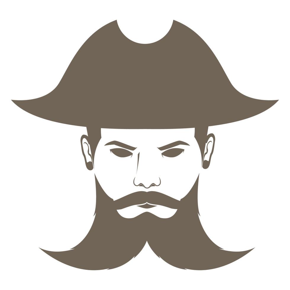 tête vintage homme pirates avec barbe logo symbole vecteur icône illustration graphisme