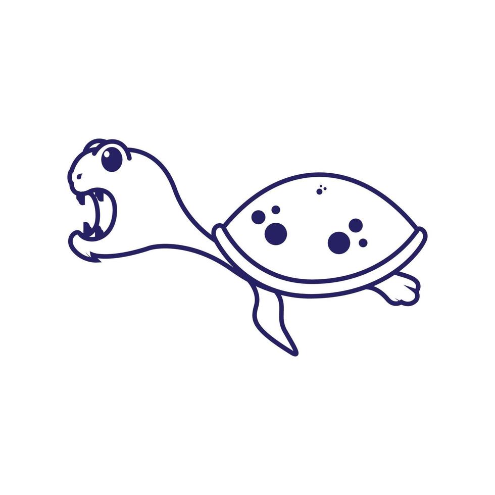 mignon ligne petit monstre tortue logo création vecteur graphique symbole icône signe illustration idée créative