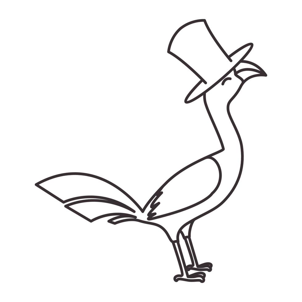 lignes simple oiseau vautour avec chapeau magique logo symbole vecteur icône illustration graphisme