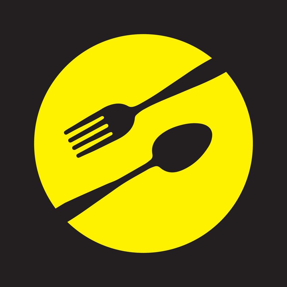 cercle espace négatif avec cuillère fourchette logo symbole vecteur icône illustration graphisme